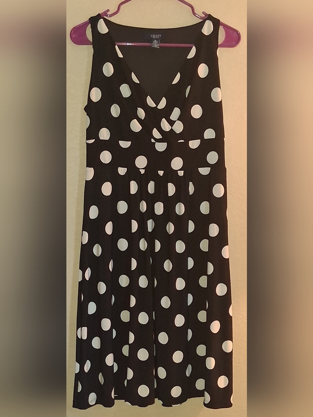 Chaps Black and White Polka Dot Maxi Dress